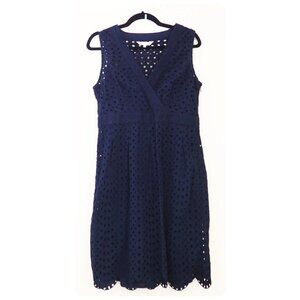 Rocha John Rocha Navy Blue Sleeveless Eyelet Dress sz 12